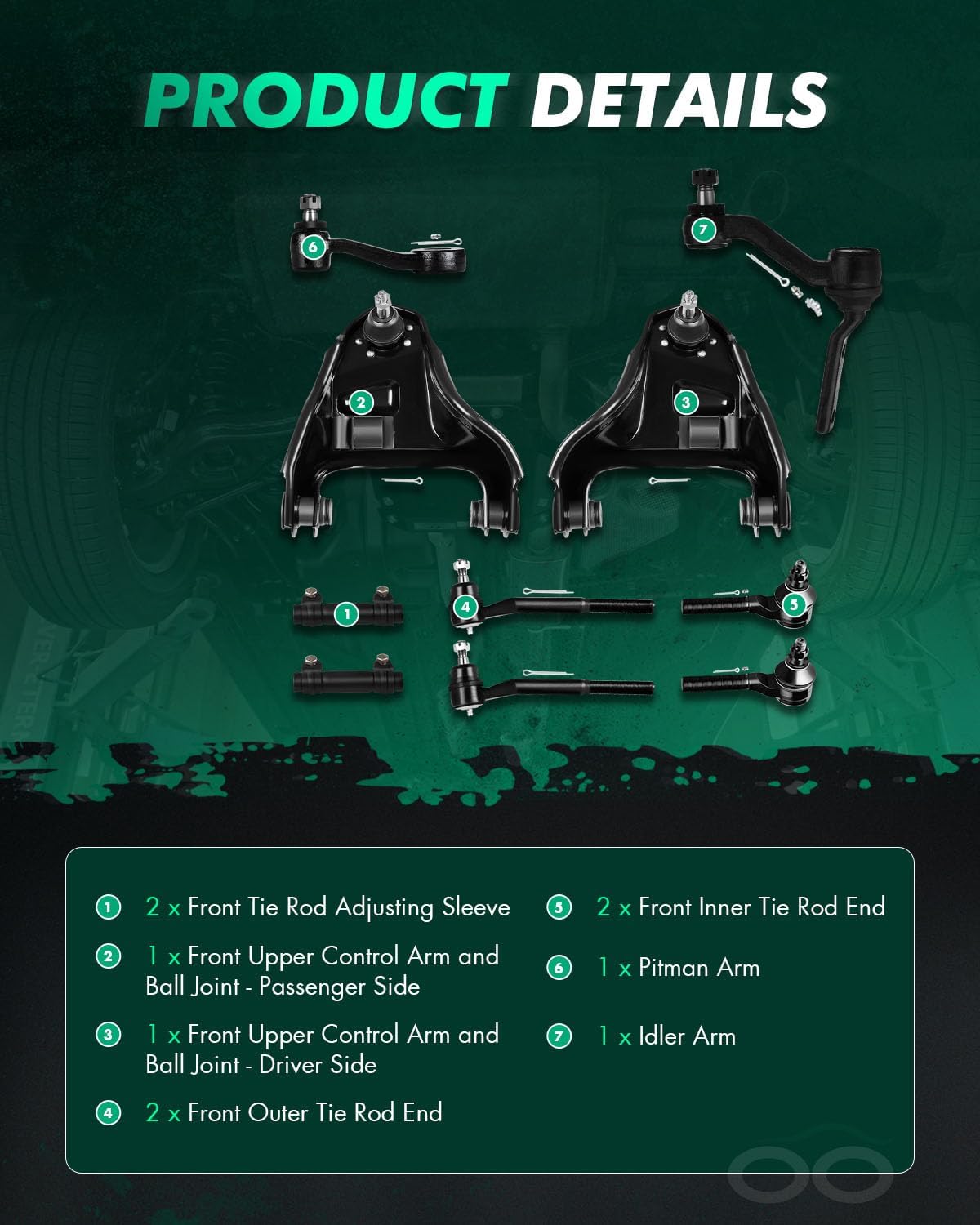 SCITOO 10pcs 4WD Front Suspension Kit Upper Control Arm Tie Rod End Adjusting Sleeve Idler Arm Pitman Arm Fit 1999-2005 For Chevy Blazer 1999-2004 S10 1998-2002 For GMC Jimmy 1999-2004 Sonoma