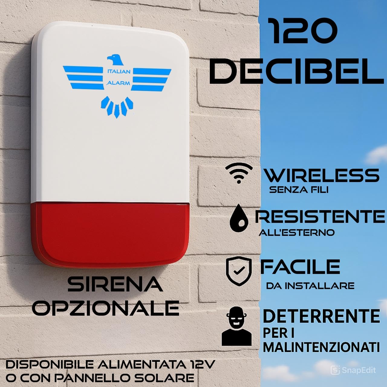 ITALIAN ALARM - Alarme maison sans fil avec application intelligente, kit antivol maison sans fil avec capteurs de portes et fenêtres, système de sécurité avec alerte manque courant, déjà configuré et
