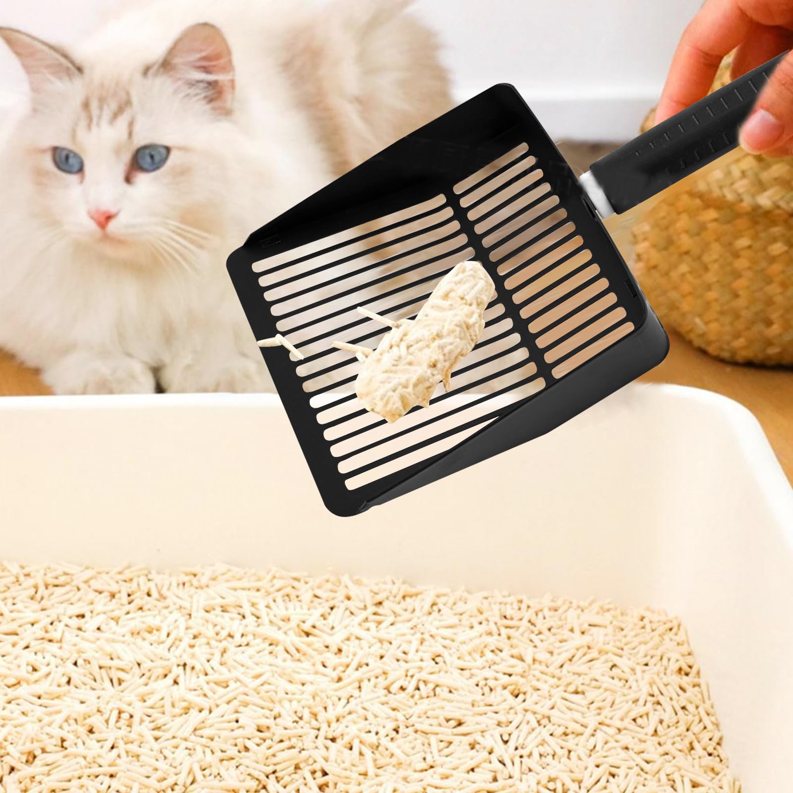 Kattenbak Schep - Roestvrijstalen Dierenuitwerpselen Gereedschap - Stevig Zeefgereedschap, Schoonmaakhulpmiddel, Draagbare Benodigdheden voor Thuisgebruik en Hygiëne