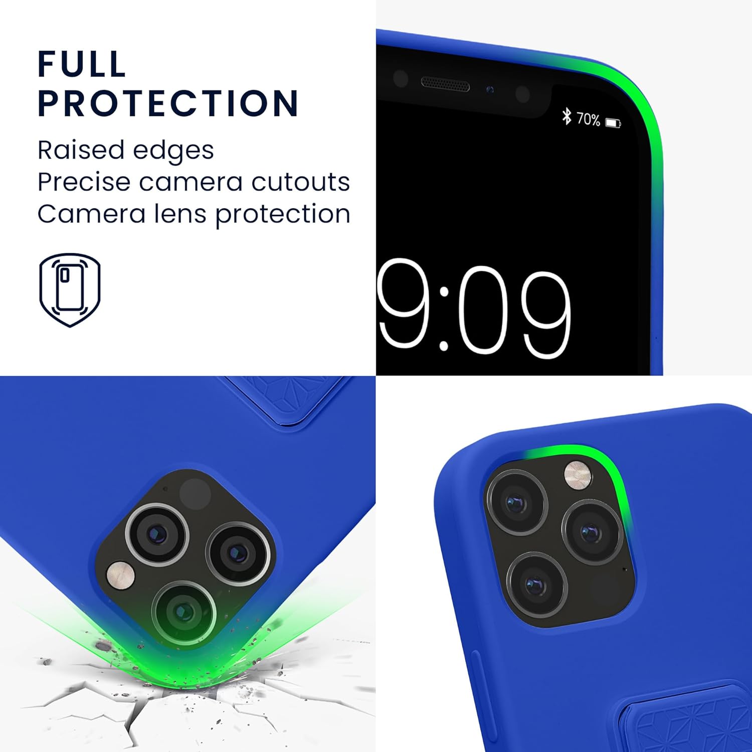 kwmobile Case Compatible with Apple iPhone 12 / iPhone 12 Pro - Case with Hand Strap and Stand Soft TPU Silicone Coating - Baltic Blue - Image 3
