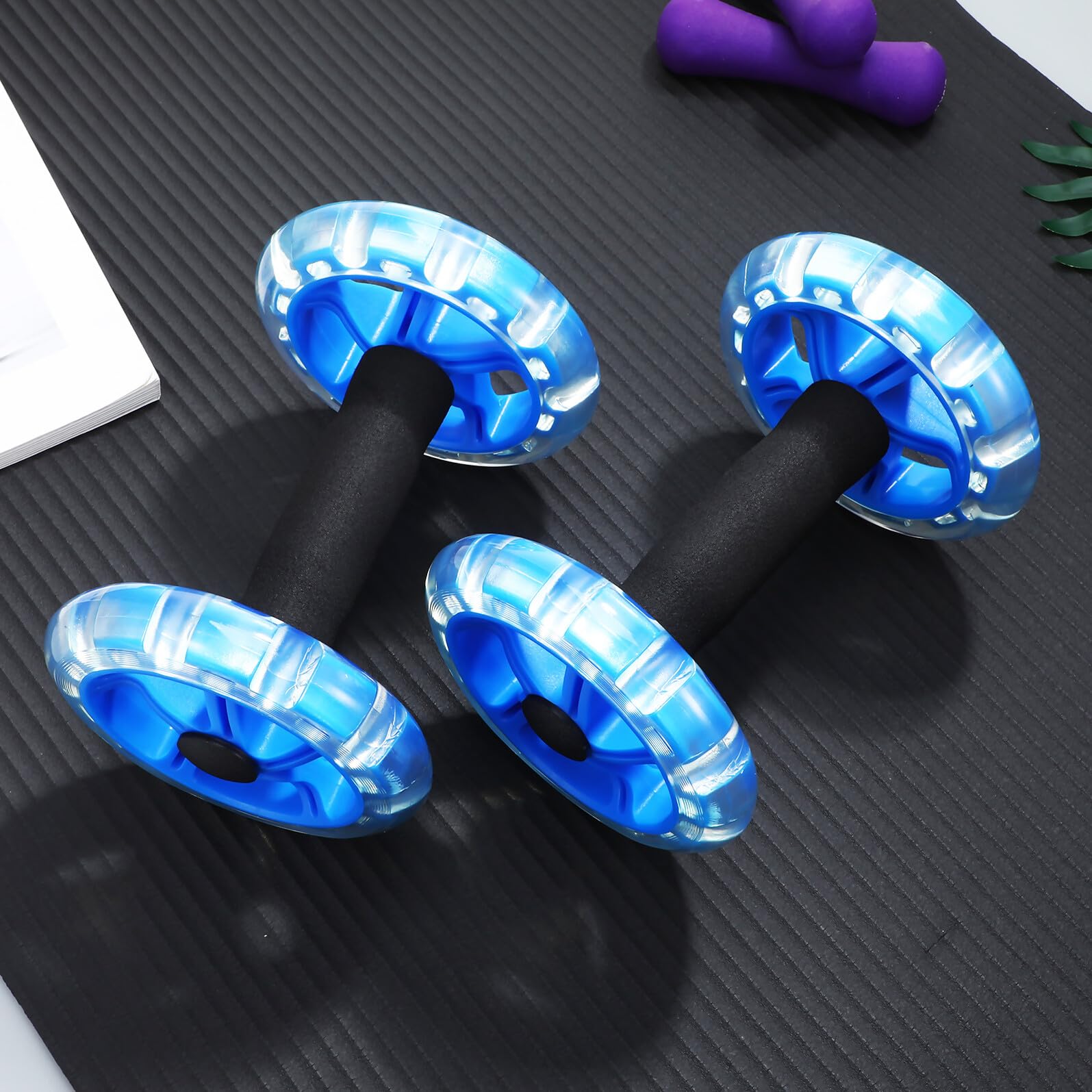 PRETYZOOM Rodillo de Abdominales Diseño de Doble Rueda y Mango Antideslizante para Entrenamiento y Quema de Calorías en Casa