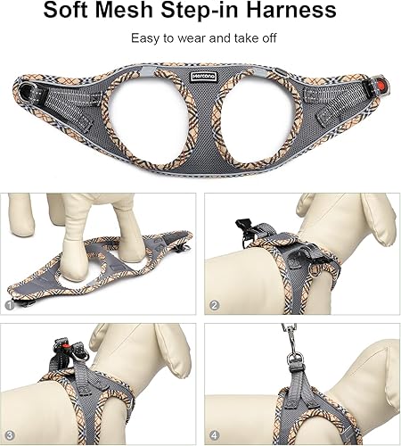 Miniatura 8 de Mercano Juego de arnés y correa para perro, de malla suave, sin ascenso, reflectante, transpirable, ligero, fácil de caminar, a prueba de escapes,