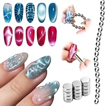 Magnetic Beads for Cat Eye Nails, 32PCS Round Balls Strong Magnet Tool Cateye Gel Polish Water Pool Ripple Summer Nail Art Design French Tip Effect Salon Accessories DIY Home Manicure