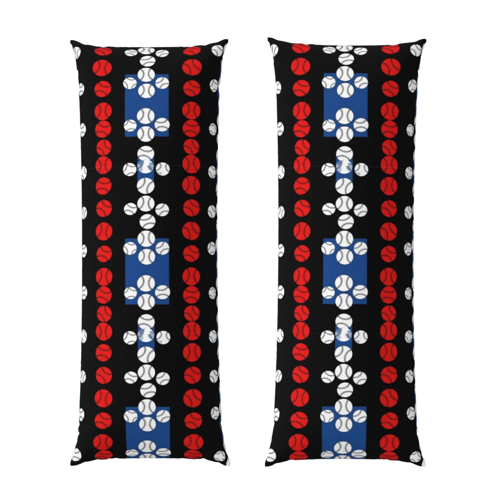 Long Body Pillow Cover 20x60 Baseball Art Black American Flag, Premium Zippered Pillowcase, Ultra Soft Brushed Fabric, Breathable Protector for Couch Home Hotel