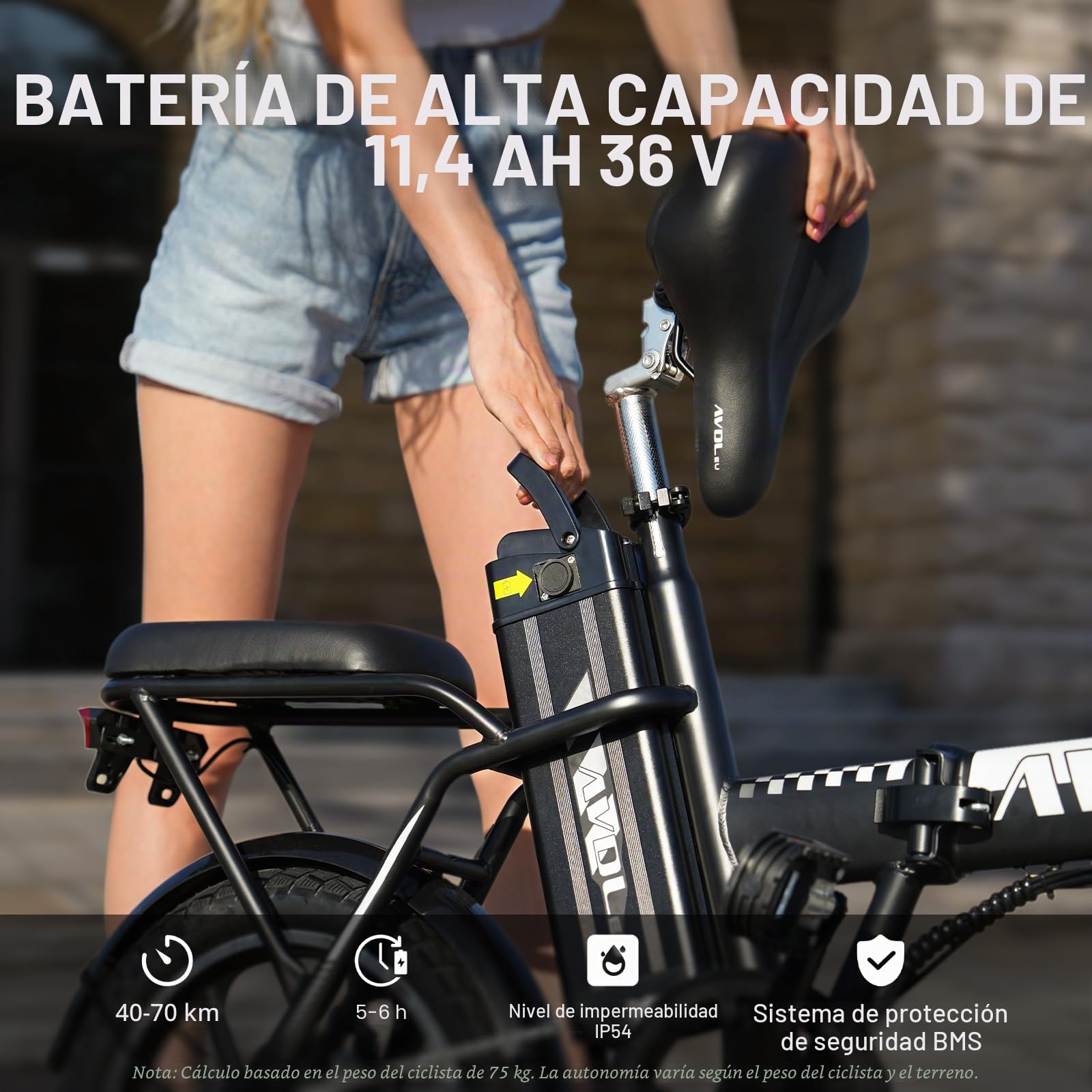 Bici Eléctrica Plegable 16" para Adultos, Bicicleta Eléctrica Hombre Mujer, Batería Extraíble 36V 12,8Ah, E Bike Urbana hasta 25 km/h, Frenos de Disco, Asiento Ajustable, Pantalla LCD, Negro