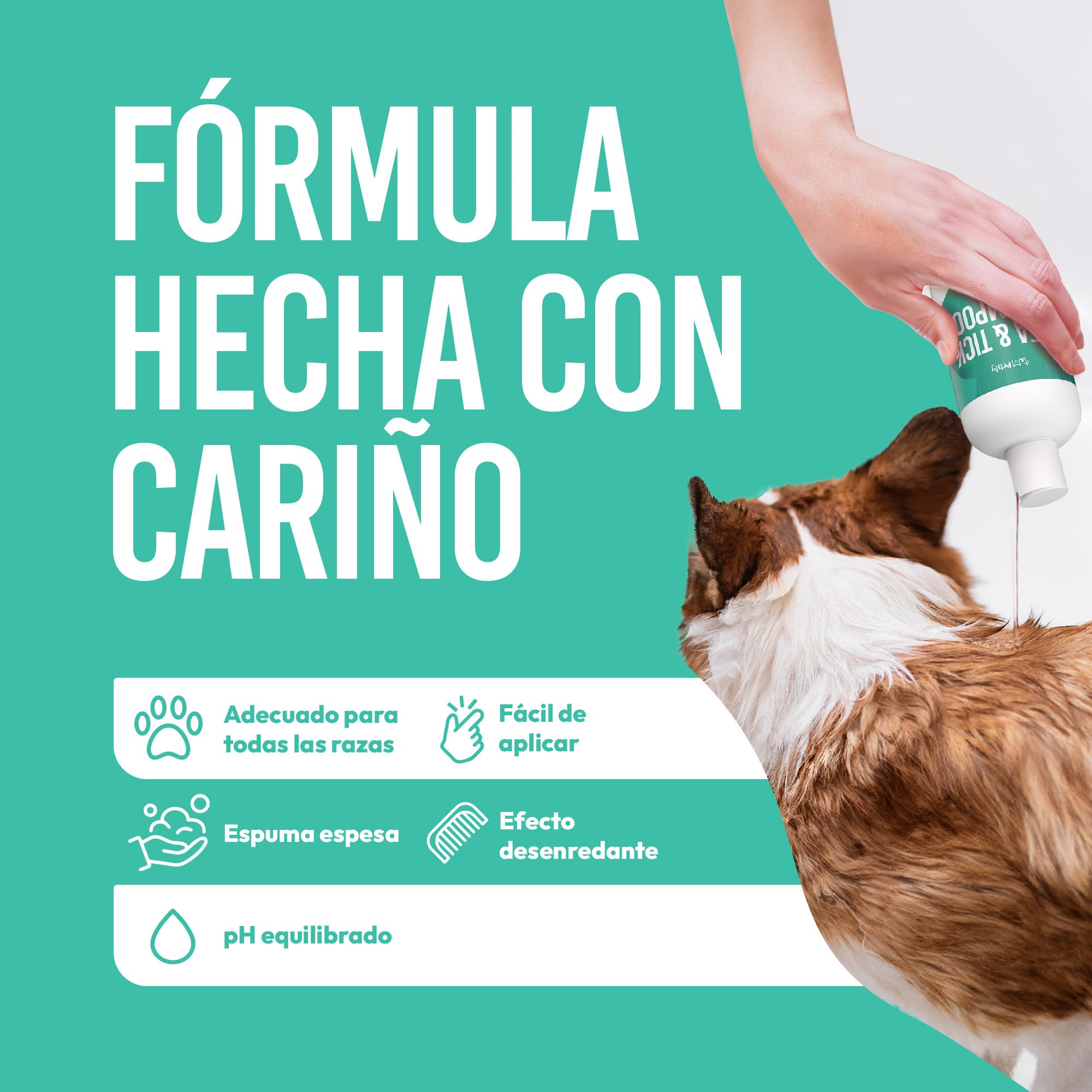 Petsly® Champú Antipulgas para Perros y Gatos - Fórmula Natural con Geraniol y Árbol del Té - Control de Pulgas y Garrapatas - Hidratante y Suave para la Piel - 500 ml - Apto para Todas Las Razas