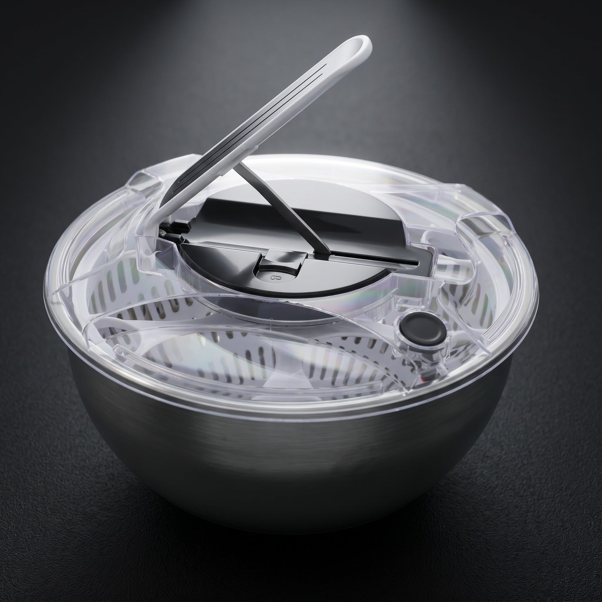 Zerodeko Centrifugadora de ensaladas de Acero Inoxidable de 3,7 Cuartos de | Bol para lavar frutas con colador, centrifugadora para colar frutas, limpiador de verduras, lavadora de lechuga para