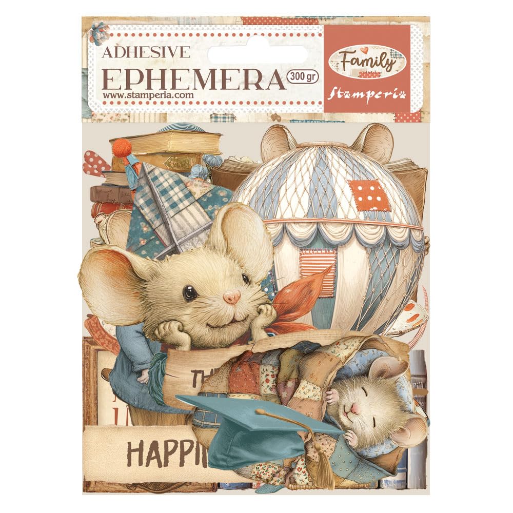 Stamperia - Ephemera for Scrapbooking, Albums, Card Making, Bullet Journalling and More, Adhesive Paper Cut Outs, Easy to Apply, Perfect for Hobbies, Crafts, and Gifting (Family)