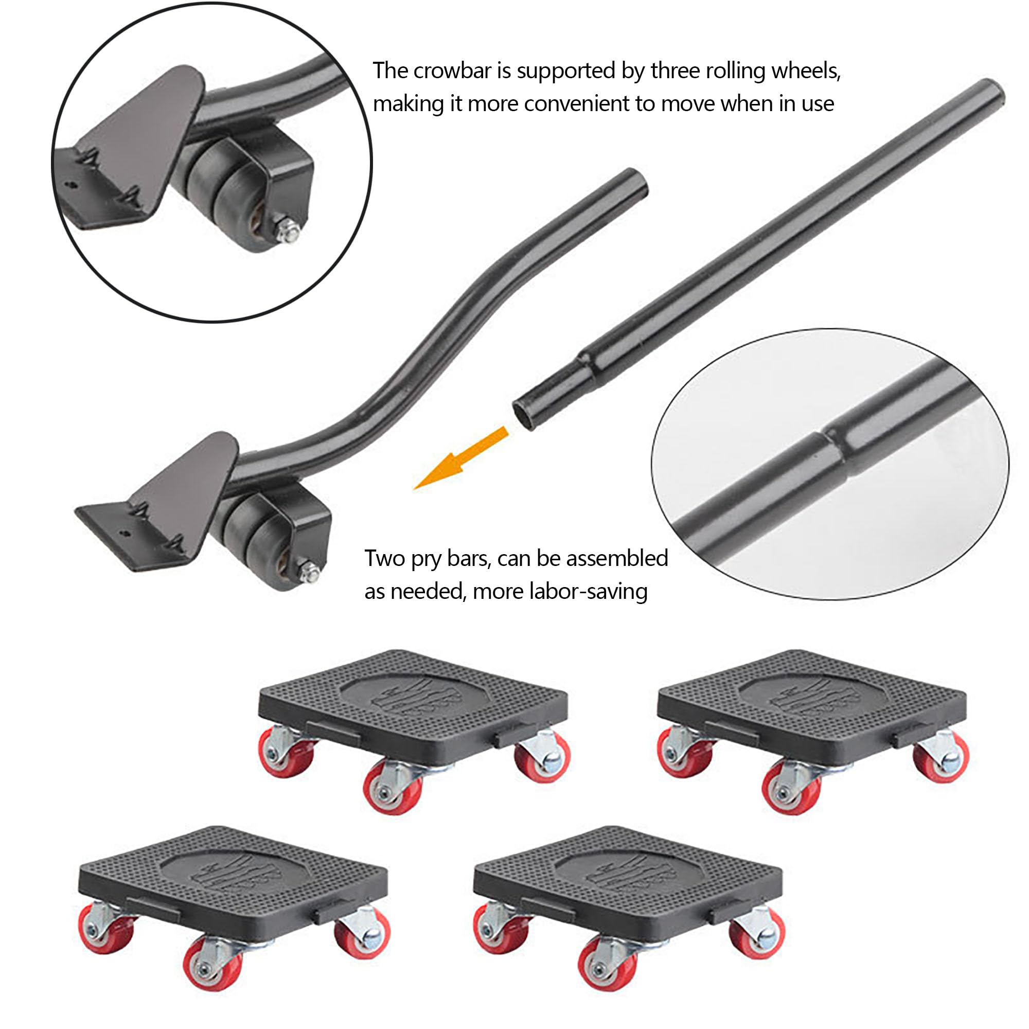 QSLKI 6pcs Furniture Mover Tools, splicing tool, Furniture Mover with Wheels & Furniture Lifter Set - Image 4