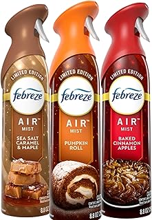 Air Freshener Limited Edition Fall Scents, Sea Salt Caramel & Maple, Pumpkin Roll, Baked Cinnamon Apples, 8.8 oz, 3-Pack