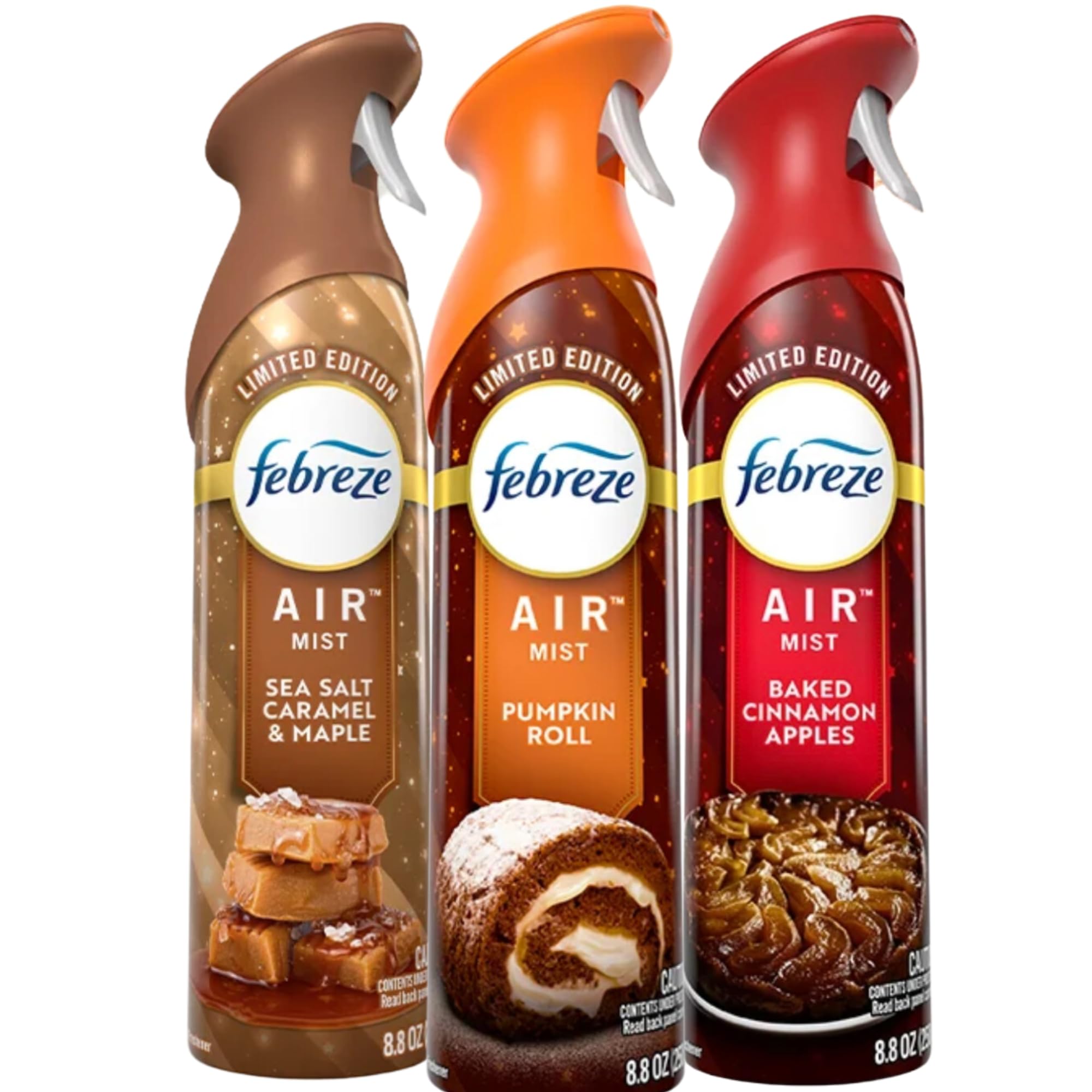 Febreze Air Freshener Limited Edition Fall Scents Sea Salt Caramel Maple Pumpkin Roll Baked Cinnamon Apples 8 8