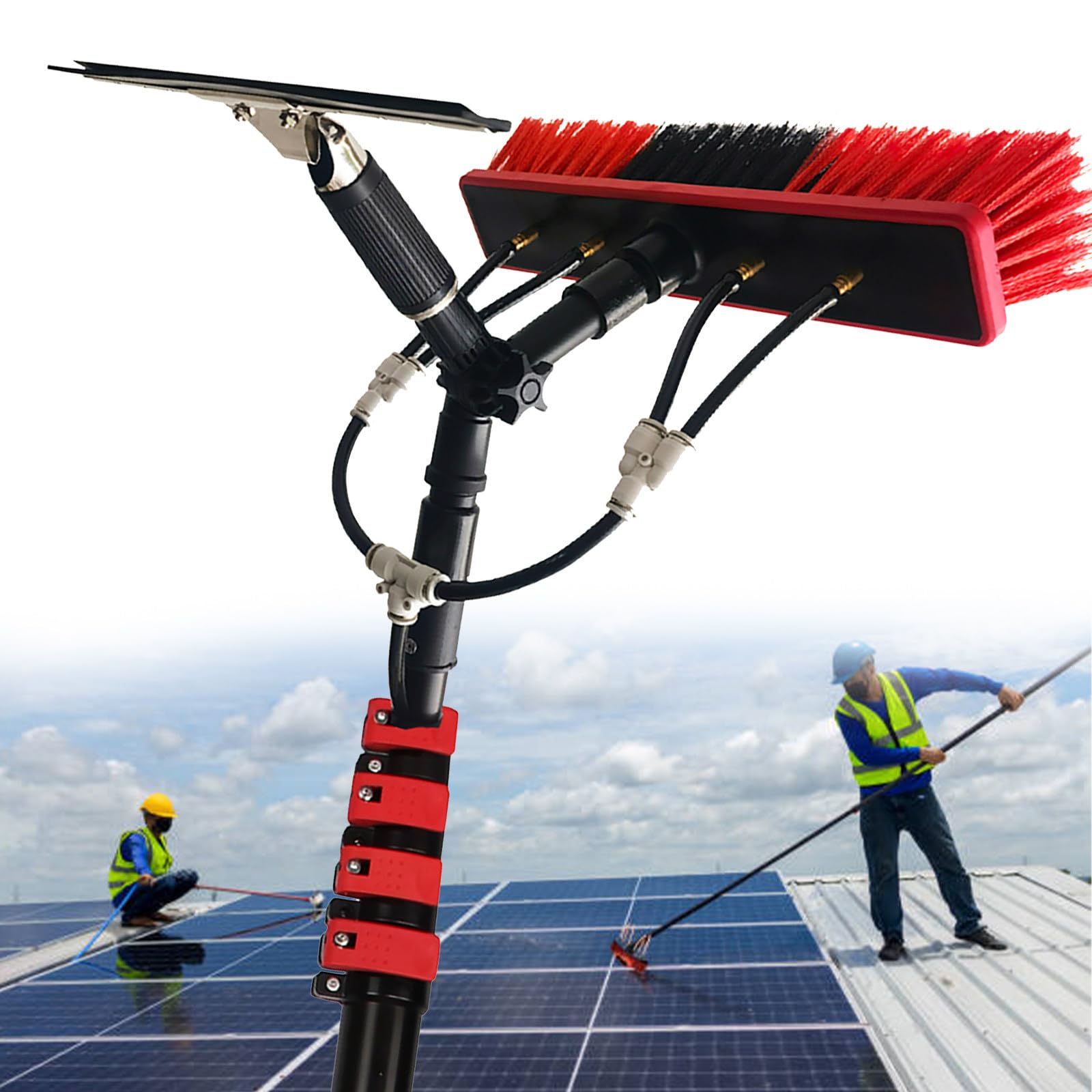 GYEQXKT Solar Panel Cleaning Kit: Telescopic Brush, Window Cleaning Pole, Water Brush, Extendable Cleaner for Rooftops & Verandas, Compatible with Cameras