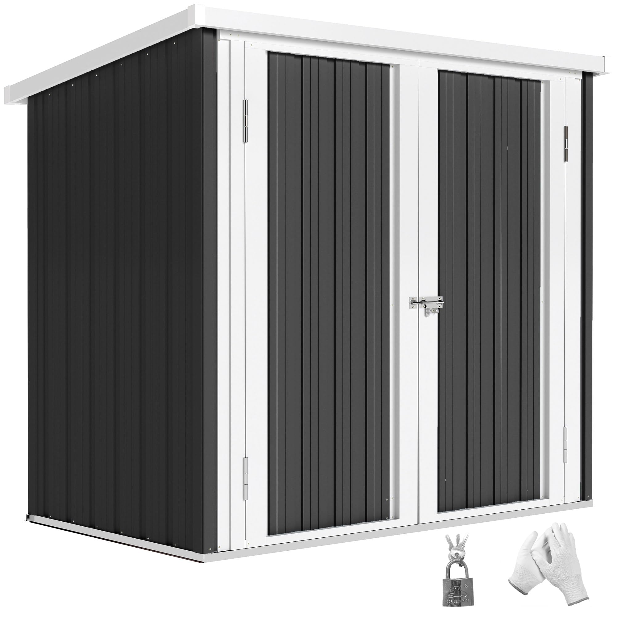 Outsunny Cobertizo de Jardín de Exterior 1,​26 m² 147x86x134 cm Caseta de Exterior de Metálico con 2 Puertas y Cerradura para Almacenamiento de Herramientas en Patio Terraza Negro