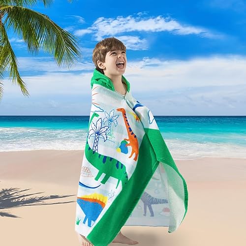Miniatura 93 de Toalla de baño/piscina/playa con capucha, para bebés, niños y niñas de 3 a 12 años, tamaño extra grande, 30 x 50 pulgadas, algodón absorbente súper