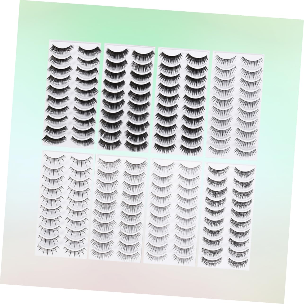 Künstliche Wimpern Satz 160 Paar, Faser, 8 Stile, Schwarz