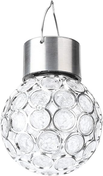 Hanging Solar Lights Outdoor, Decorative Cracked PC Ball Light, Solar PoweredGlobe Lighting with Handle for Garden, Yard,