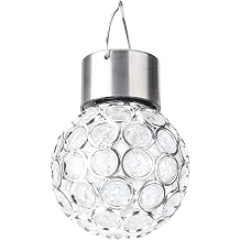 Hanging Solar Lights Outdoor, Decorative Cracked PC Ball Light, Solar PoweredGlobe Lighting with Handle for Garden, Yard,