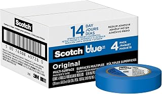 ScotchBlue Original Multi-Surface Painter's Tape, 0.94 Inches x 60 Yards, 4 Rolls, Blue, Paint Tape Protects Surfaces and Removes Easily, Multi-Surface Painting Tape for Indoor and Outdoor Use