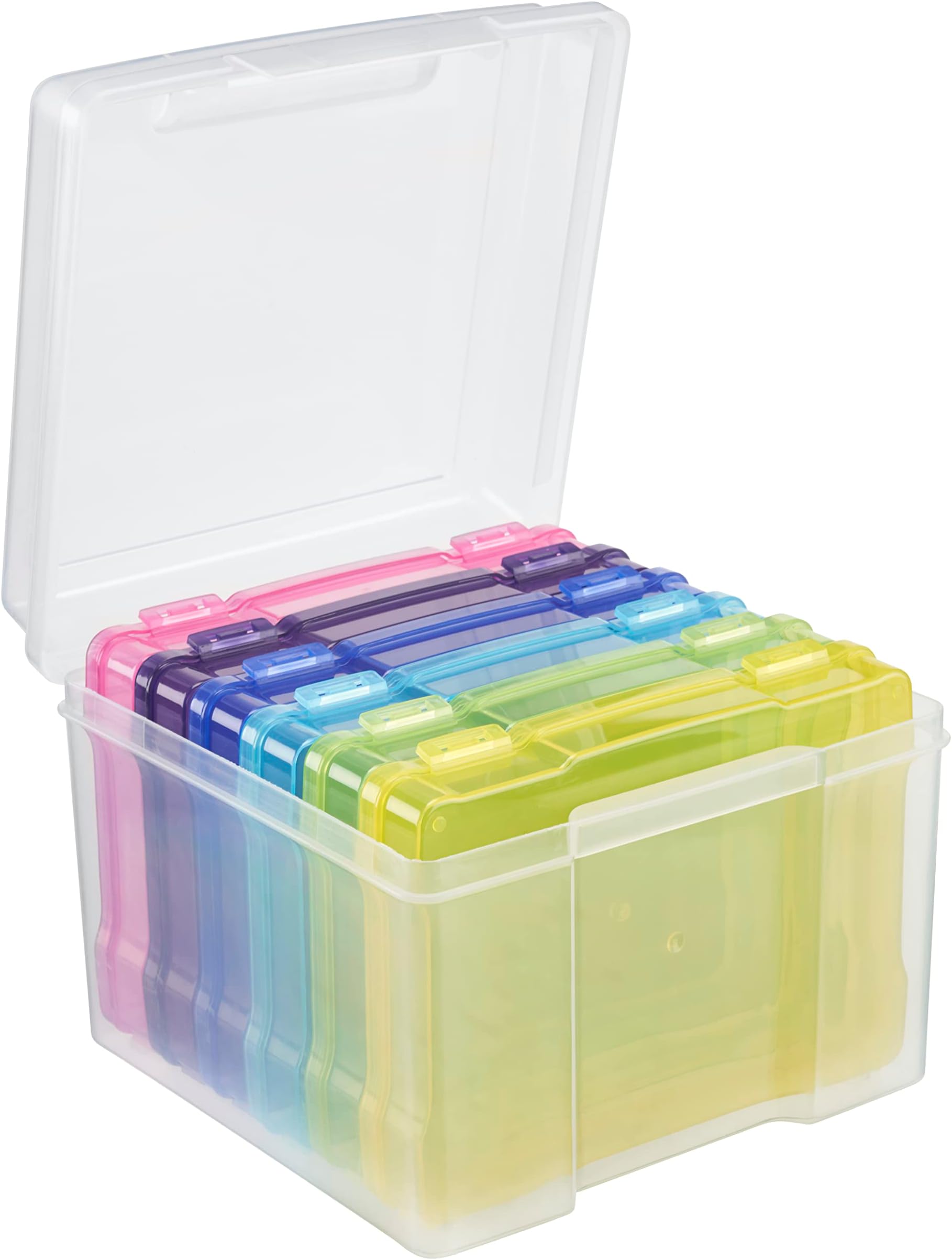 mysmartbuy.com Photo Storage Boxes 7x5 Photograph Organiser Multi Coloured- 600 Photo Capacity. 6 Clip Lock Cases - Acid Free Protects Photos from UV Light, Dust, Spills, Insects