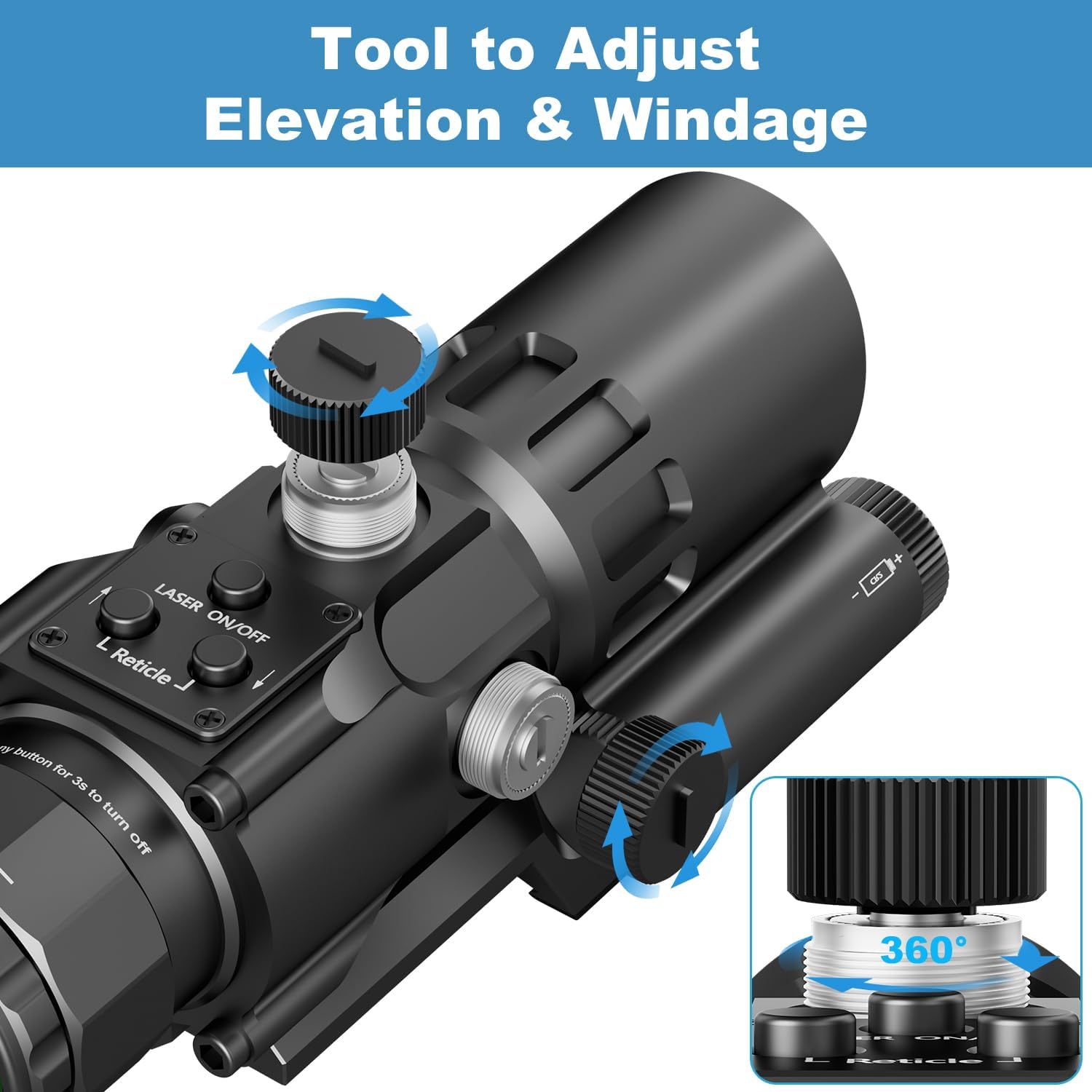 4X32 Prism Lightweight Rifle Scope Optics with Green/Red Laser 7 Level Red Illuminated Reticle Clear Green Lens Reticle 4X Magnification for 20mm Rail Mounts