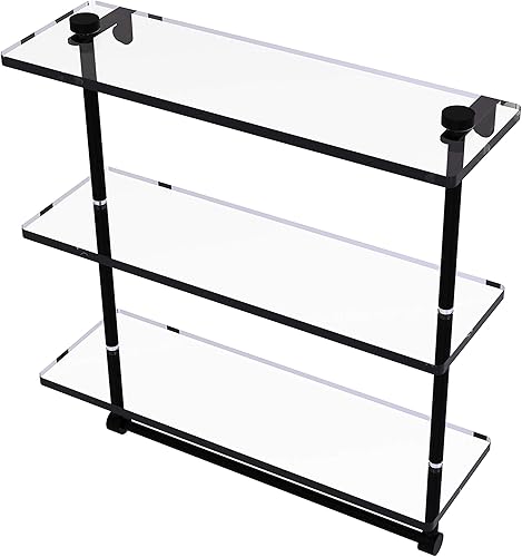 Allied Brass NS-5/16TB - Toallero integrado de triple nivel de 16 pulgadas, color negro mate