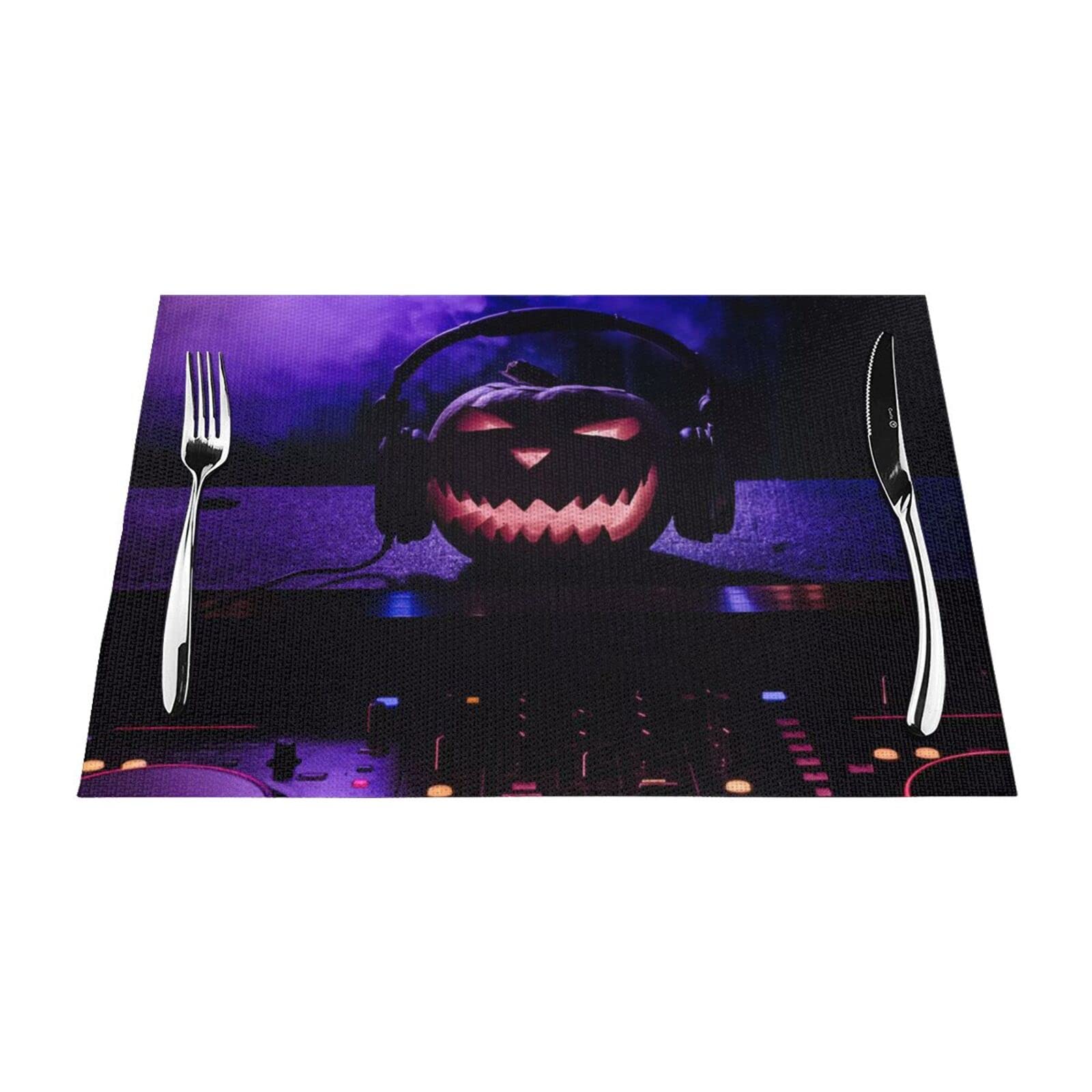 Sets de table citrouille d'Halloween faciles à nettoyer pour table propre