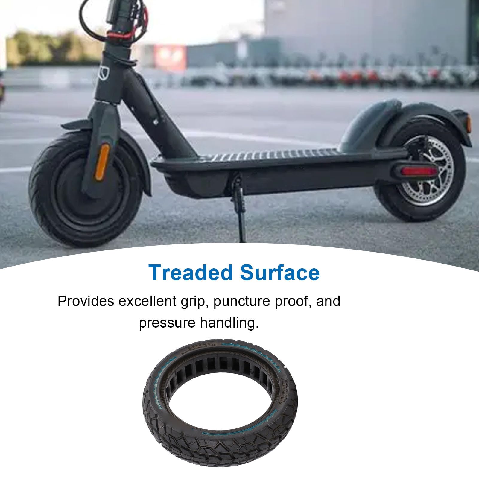 Luocute Pneu Solide Tout-terrain, 8,5 X 2,0 50/75-6,1 en Caoutchouc Creux, Pneu sans Chambre à Air Résistant aux Chocs pour Scooter électrique (BLUE)