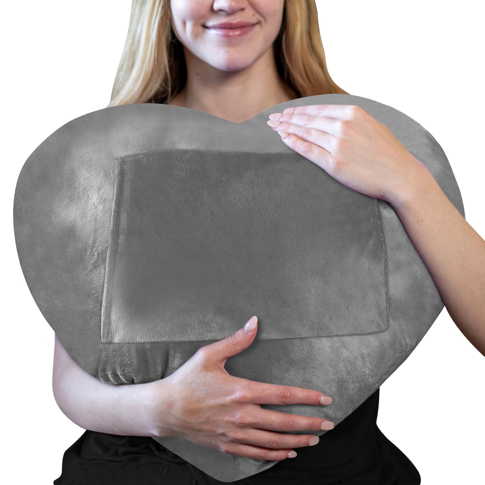 Zomaple Open Heart Surgery Pillow + Gel Pack, Grey – Eases Chest Pressure for Calmer Rides & Rest – Hot/Cold Comfort, Torso Support, Cover Included – Gift-Ready Heart Pillow for After Heart Surgery