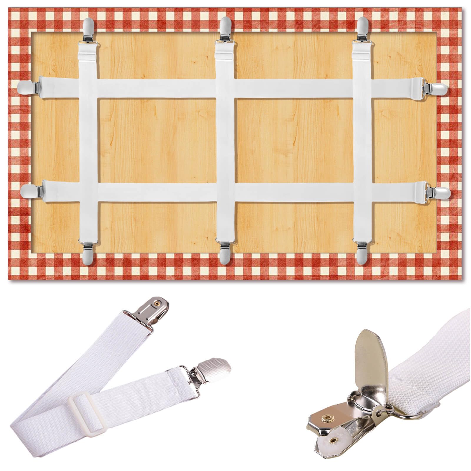Table Cloth Clips Hidden Strap 5 Pack, Adjustable Elasticity Picnic ...