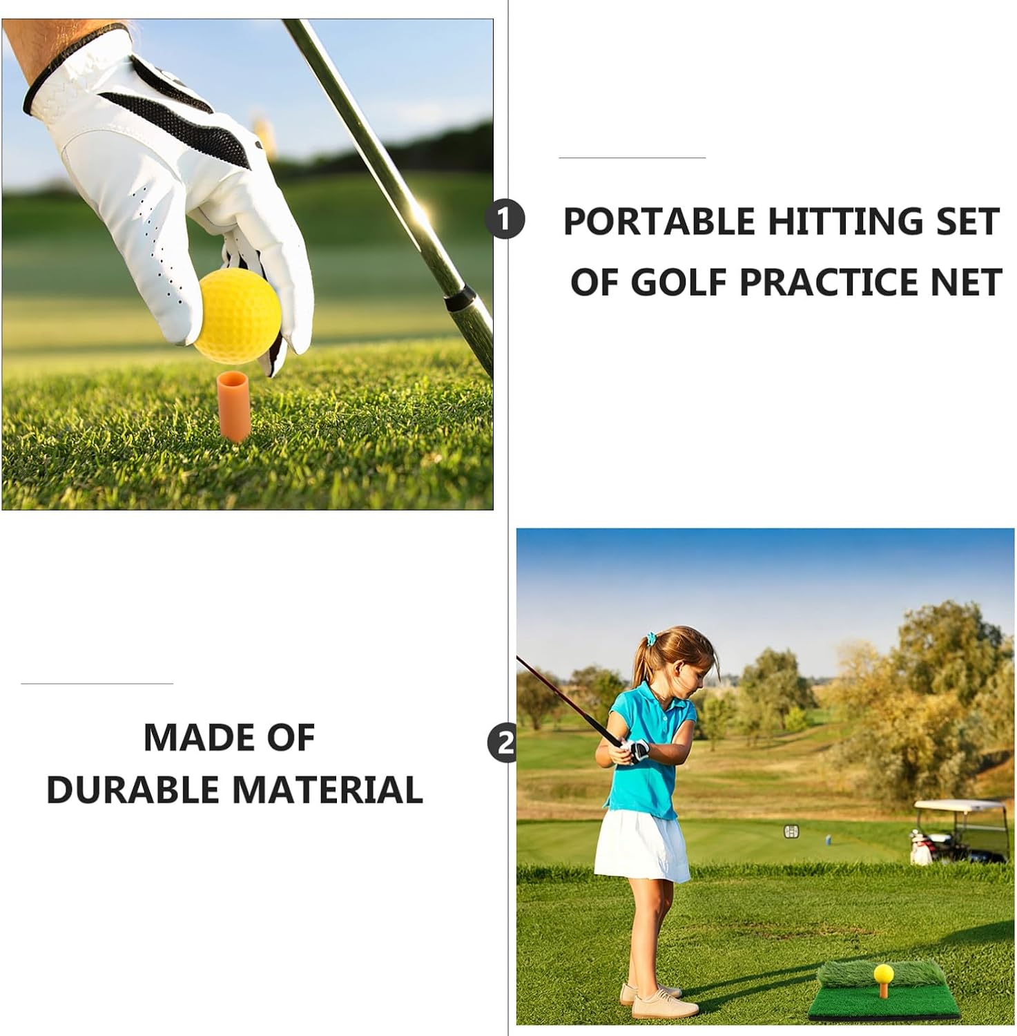 1set Nylon Golf Practice Net Set Hitting Mat Tee Accessories and Pu Indoor Training Range Accuracy and Convenient Storage