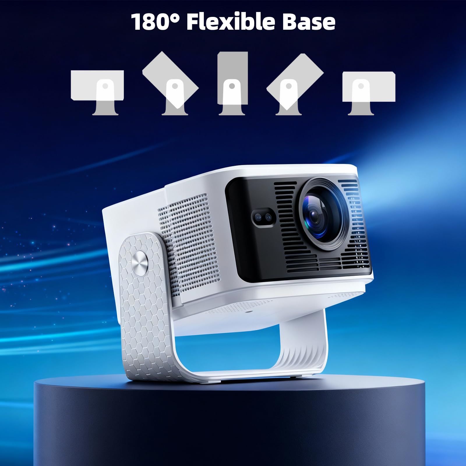Vidéoprojecteur 4K Mini Projecteur Vidéo 1080P 35000LM Auto Focus/Keystone Smart Rétroprojecteur Portable WiFi6 Bluetooth Home Cinéma/Extérieur