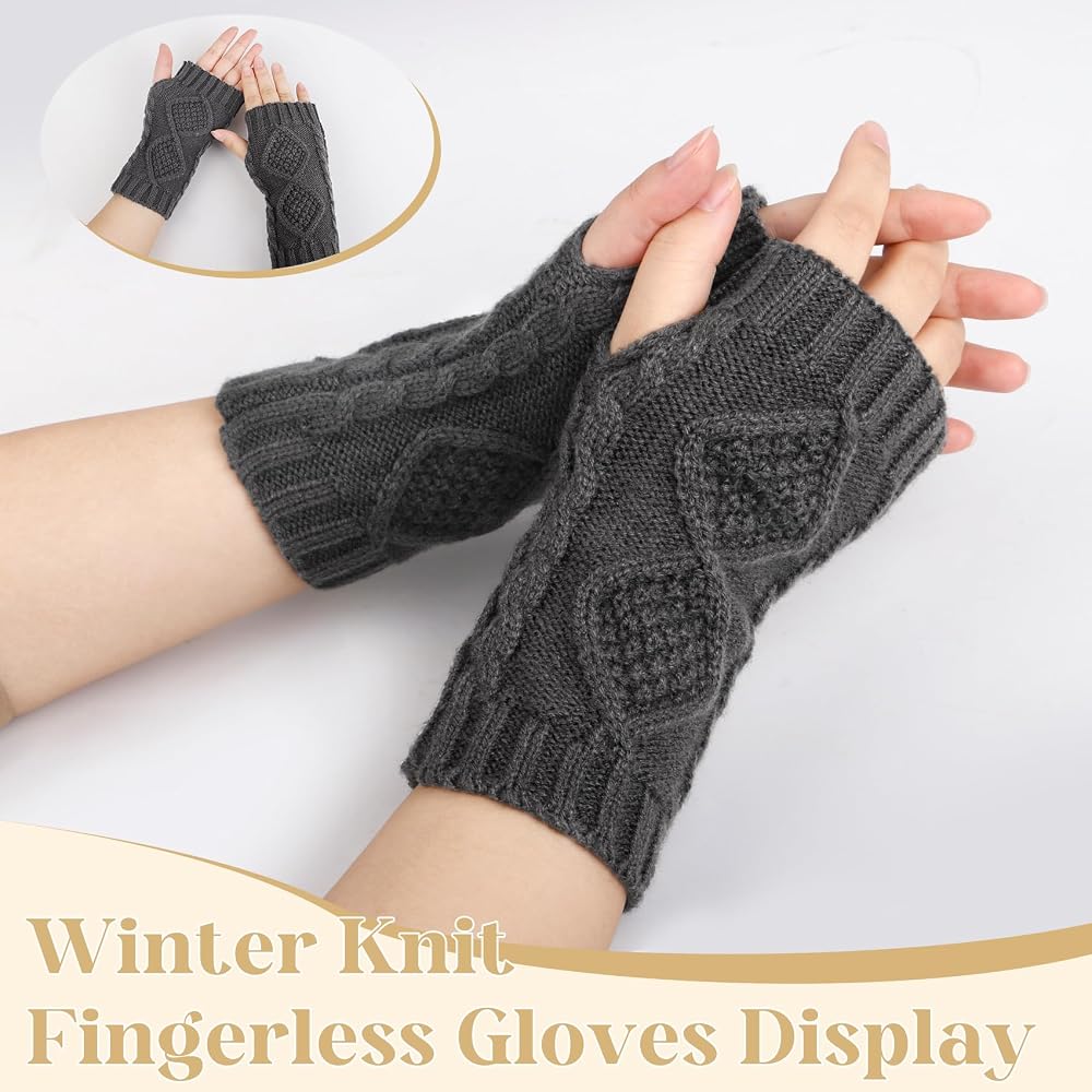 Amazon.com: Justay Women Winter Warm Knit Fingerless Gloves Hand