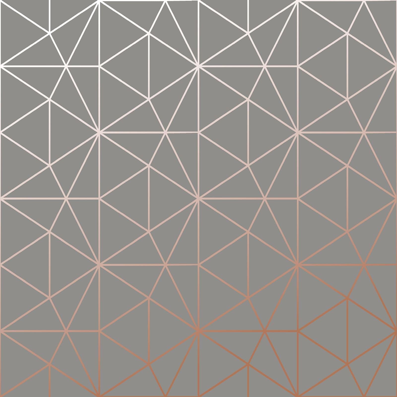 Metro Prism Geometric Metallic Contemporary Modern Triangle Wallpaper Lounge Livingroom Bedroom - Charcoal Dark Grey and Copper - WOW007 World of Wallpaper