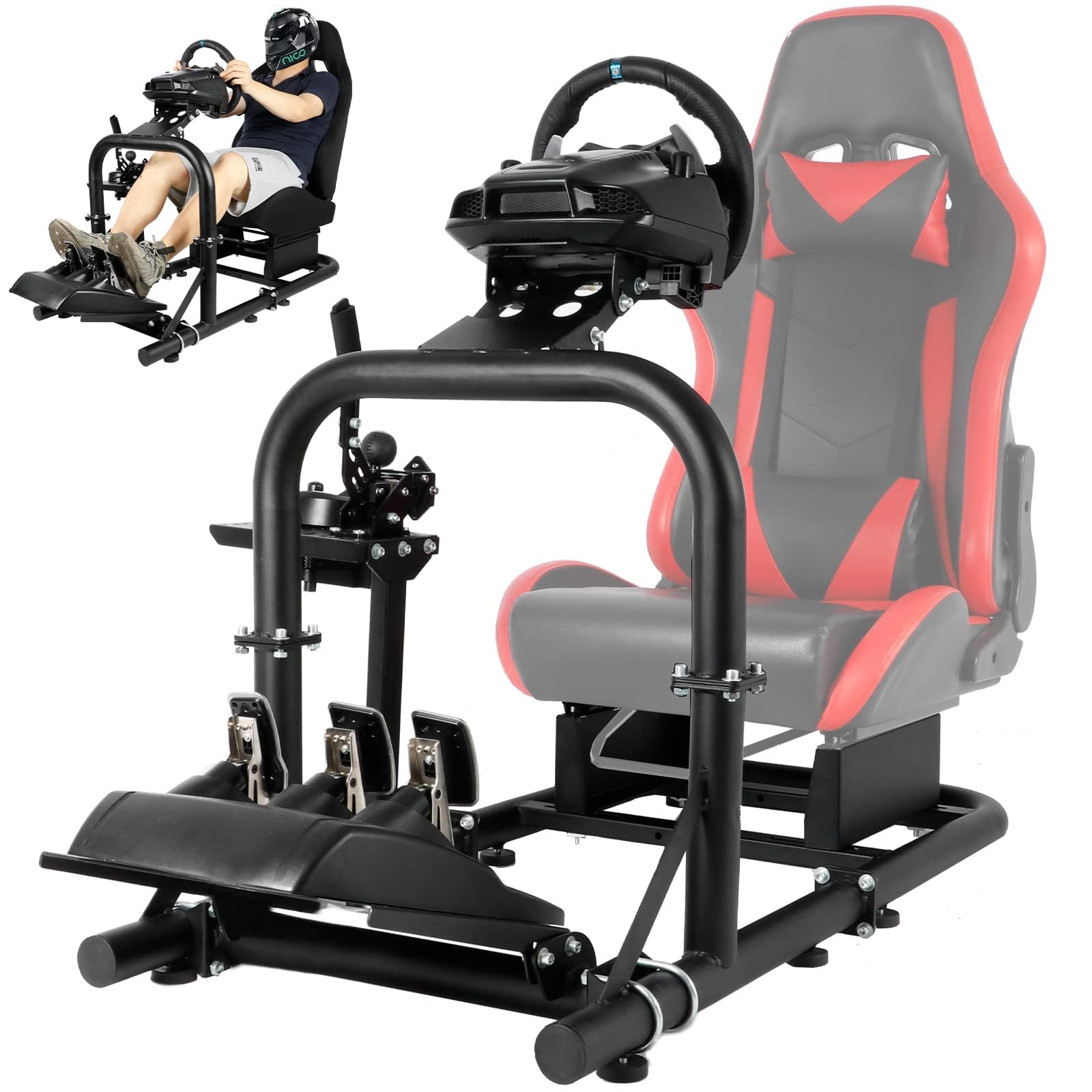 Dardoo G920 Gaming Simulator Cockpit Compatible with Logitech G27 G29 G923, Fanatec, Thrustmaster T300RS,TXRW Base for PS4,Xbox PC, Wheel Stand Without Wheel, Pedal, Handbrake and Seat
