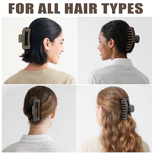 Miniatura 5 de TOCESS Paquete de 8 pinzas de pelo grandes y neutras para mujer, pinzas grandes para cabello fino y rizado, agarre fuerte de los años 90, 4.33