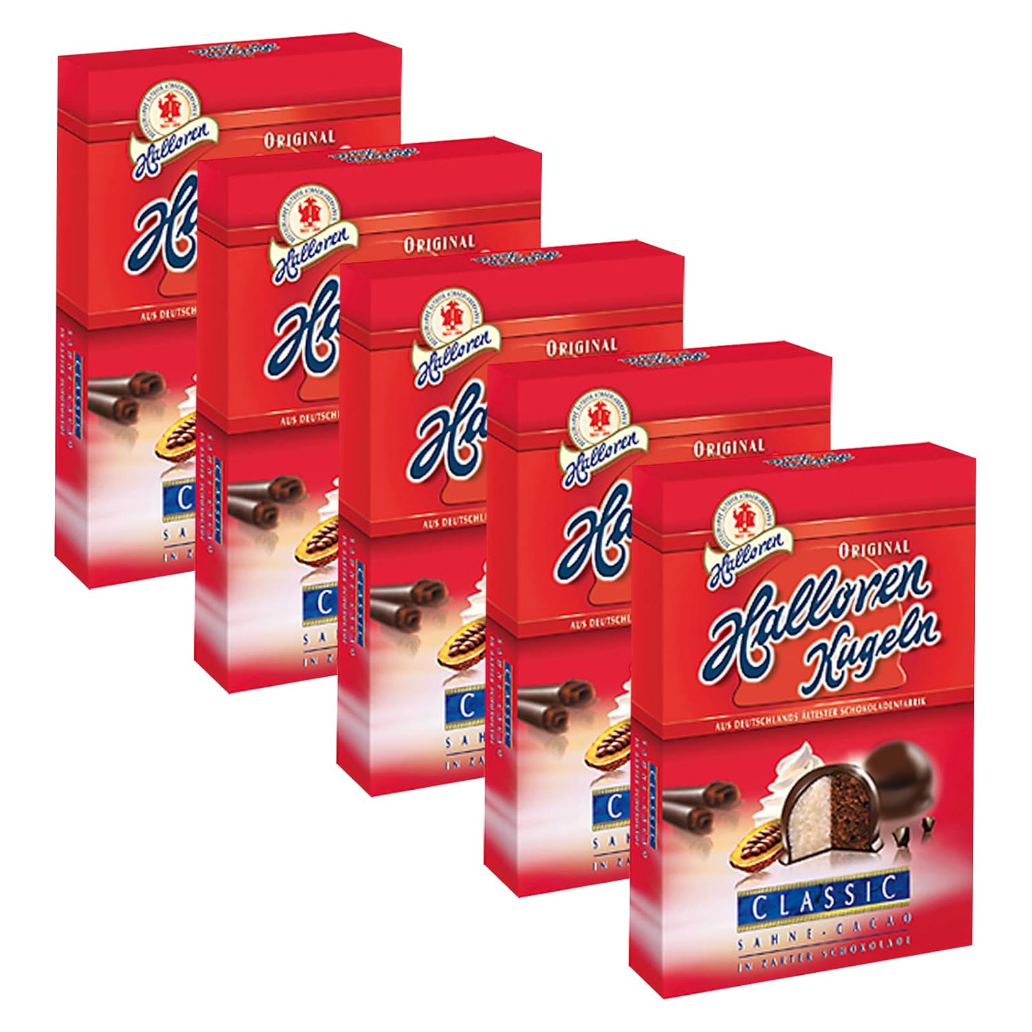 5er Pack Original Halloren Kugeln SAHNE-CACAO (5 x 125 g) - Motiv der ... 5er Pack Original Halloren Kugeln SAHNE-CACAO (5 x 125 g) - Motiv der ...