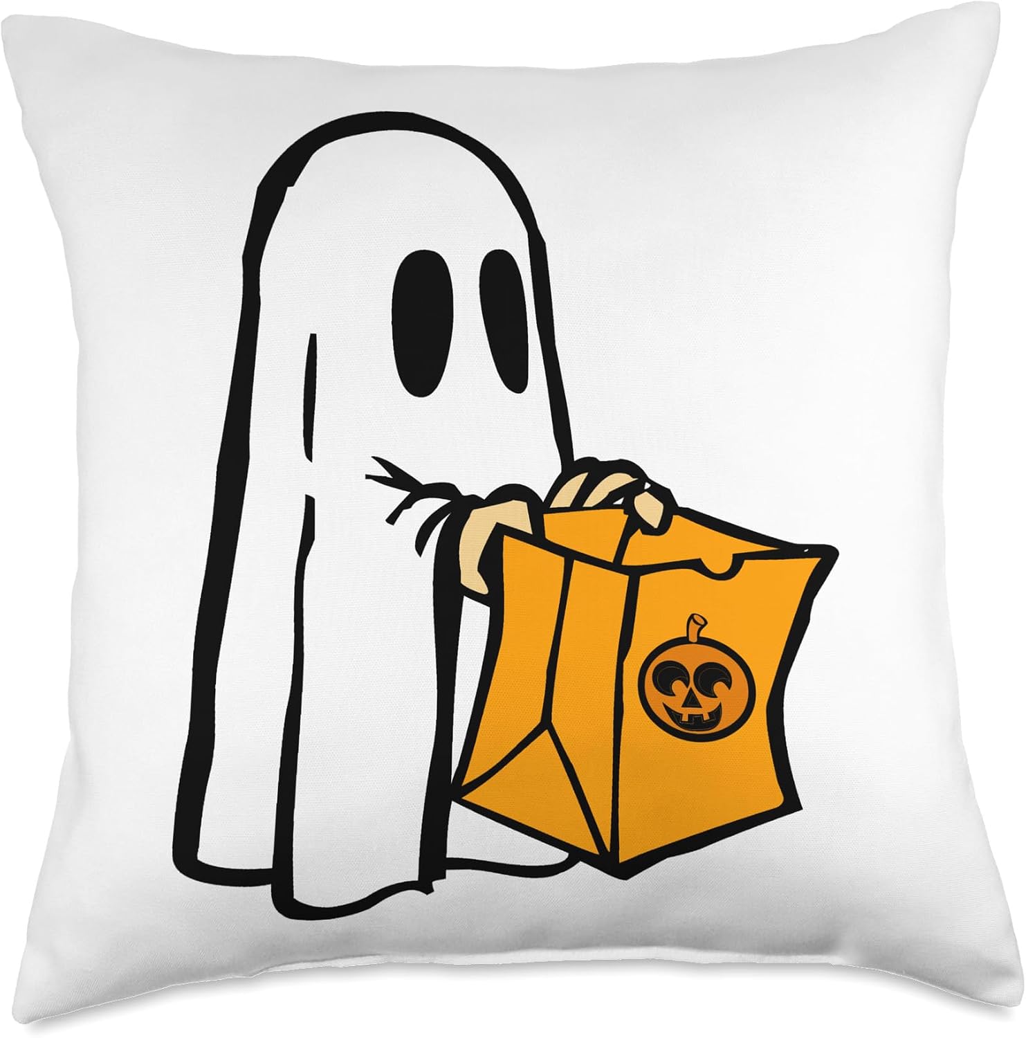 Trick or Treat Ghost Halloween Throw Pillow