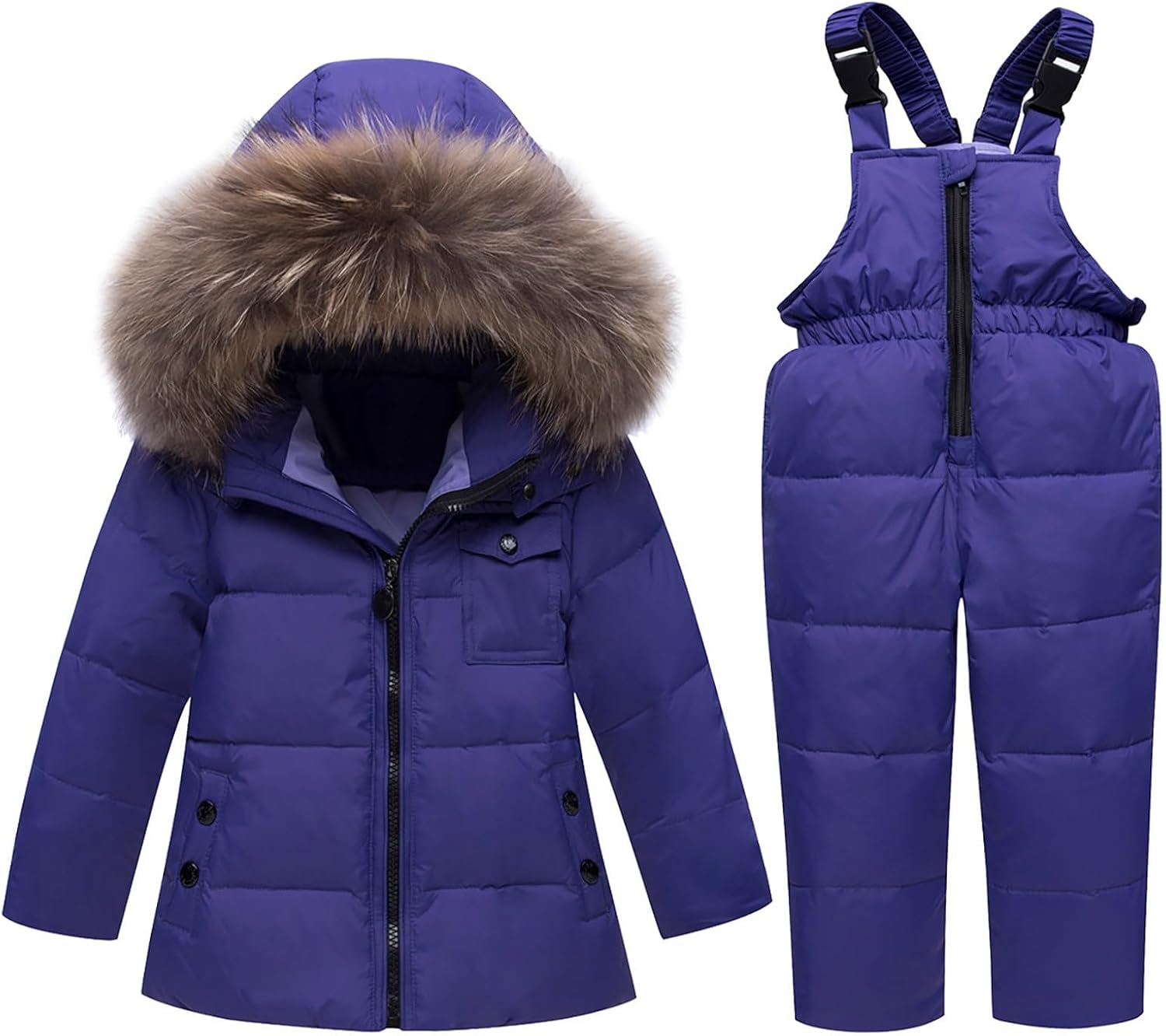 Girls Boys Ski Suit Kids Snowsuits Waterproof Snowboard Elastic Hood Puffer Jacket with Pants, Windproof Water Outfits