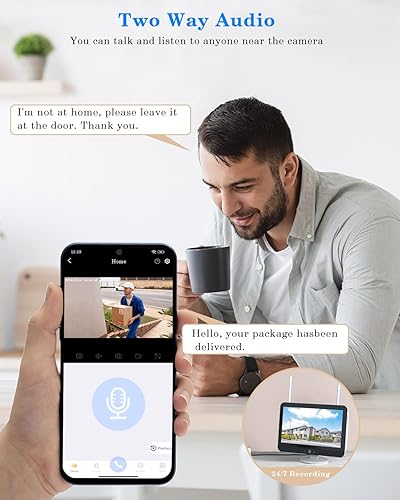 Miniatura 7 de Sistema de cámara de seguridad inalámbrico para exteriores para el hogar, ZHXINSD Dual Lens 6MP 10X Zoom híbrido 360 Auto-Track 4 cámaras Set con