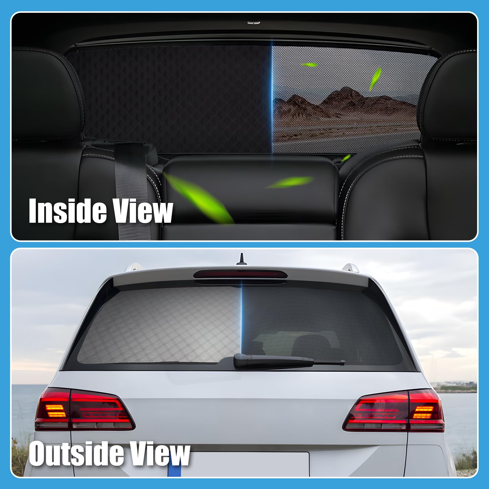 XCBYT Parasol Ventanas Traseras Coche para VW Golf 7 Variant 2013-2020, Visera Solar Plegable, Protección UV Trasera para Bebé, Malla, Privacidad, Diseño de Doble Uso