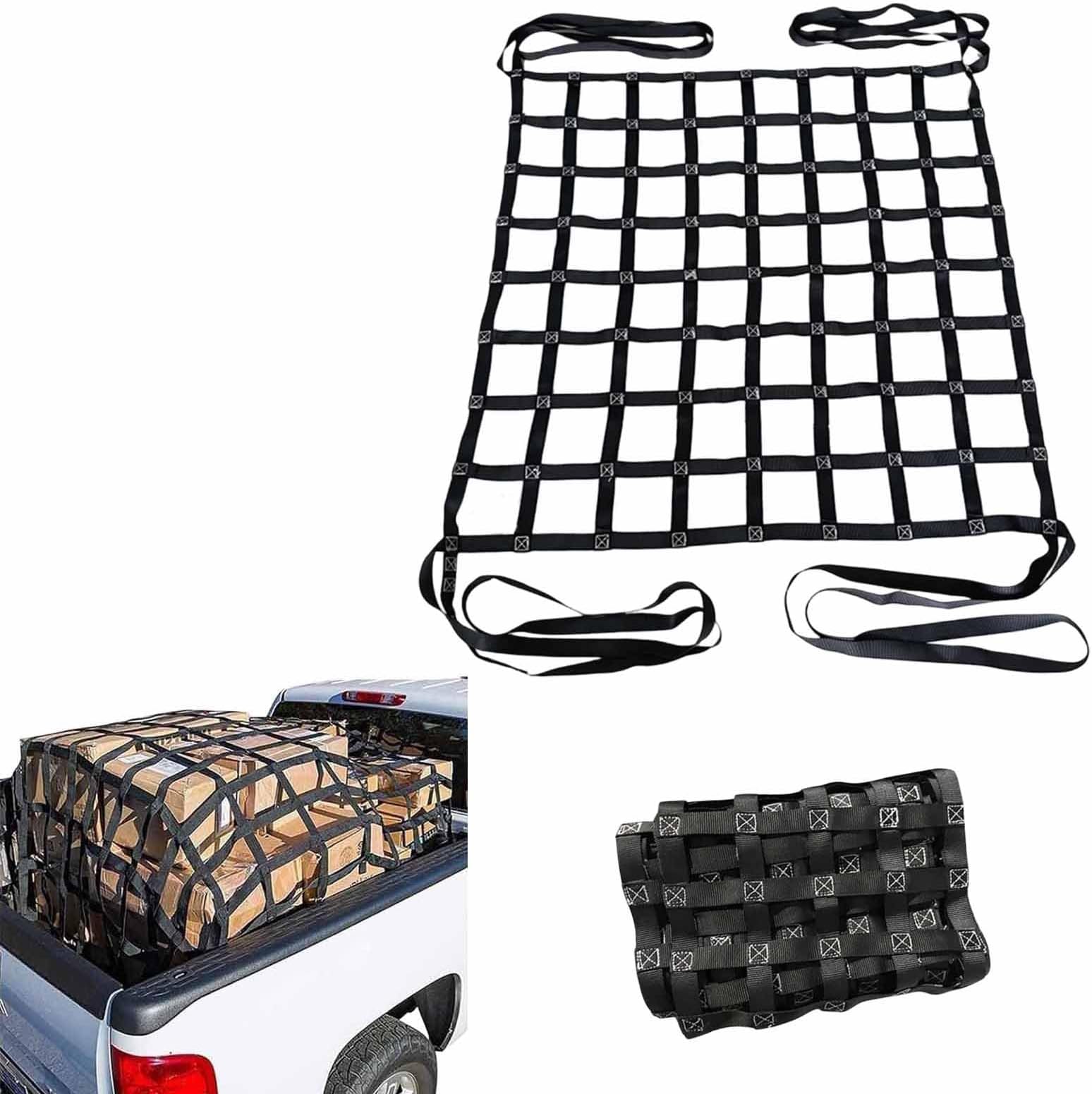 Safety Lifting Straps, Flat Polyester Sling Hoisting Net, 300kg-3Ton Load Capacity for Construction Rigging & Moving Cargo Lifting Nets Moving Hoisting Work Gear(1X1M/Mesh 10cm/Load 300KG)