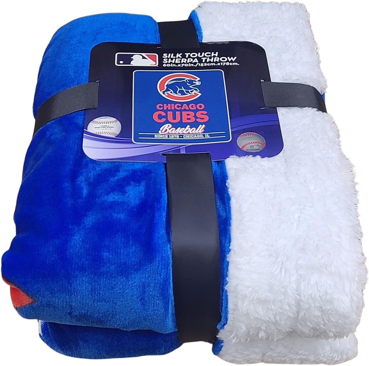 Northwest MLB Oversized Extra Large and Thick Silk Touch Plush Sherpa Heritage Throw Blanket, 60" x 70" (Chicago Cubs)