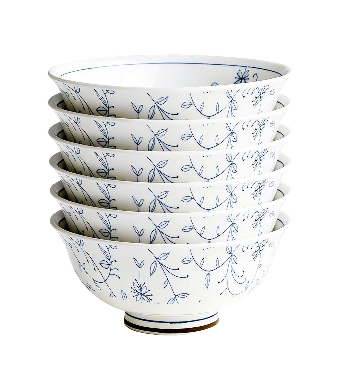 Kithing 24 OZ Colorful Floral Cereal Bowls Set of 6, 720 ML Ceramic Bowls for Soup, Salad, Noodles, Breakfast, Fruit, Microwave and Dishwasher Safe, (a60)