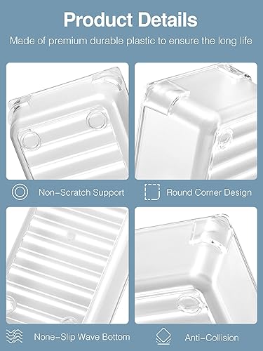 Miniatura 3 de Puroma Juego de 31 organizadores de cajones versátiles de 5 tamaños para tocador y baño bandejas organizadoras de cajones de escritorio de plástico