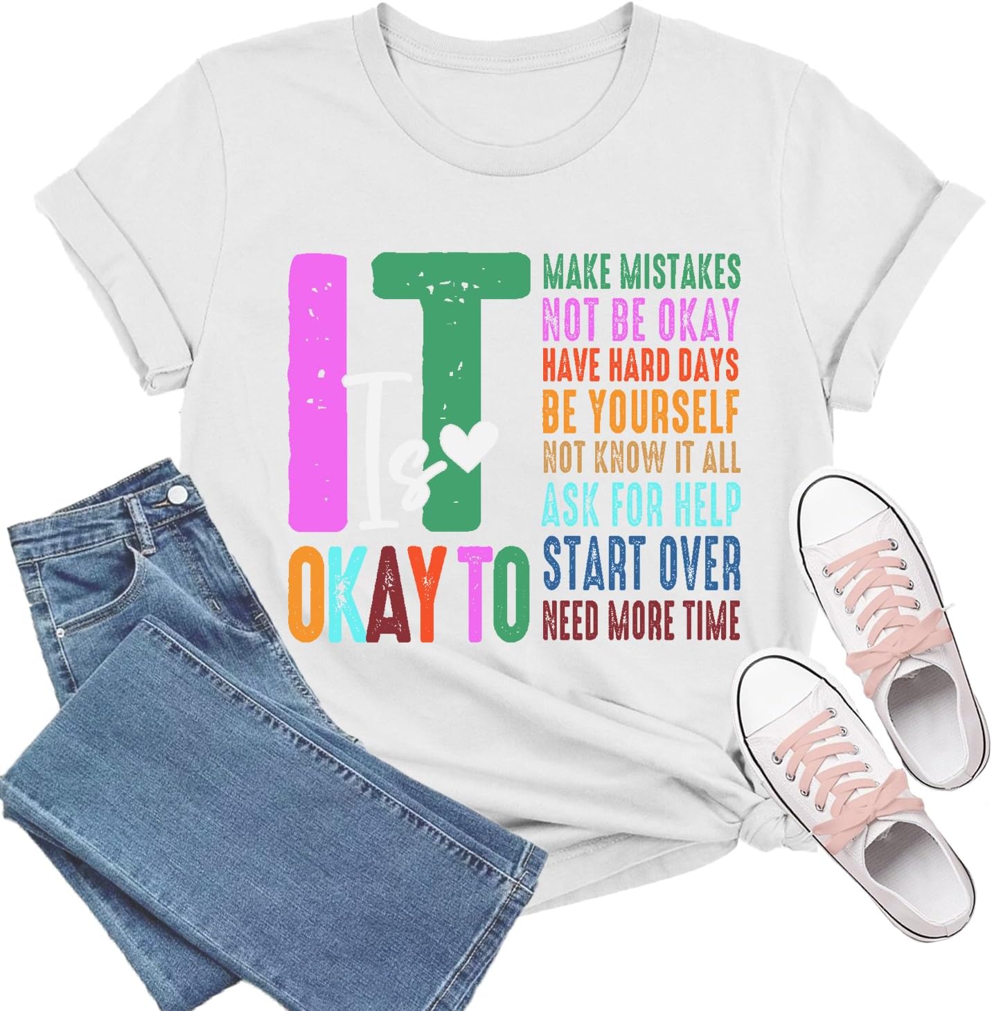 Inspirational Shirts for Women It's Okay to Make Mistakes T-Shirt Teacher Tee Be Yo...