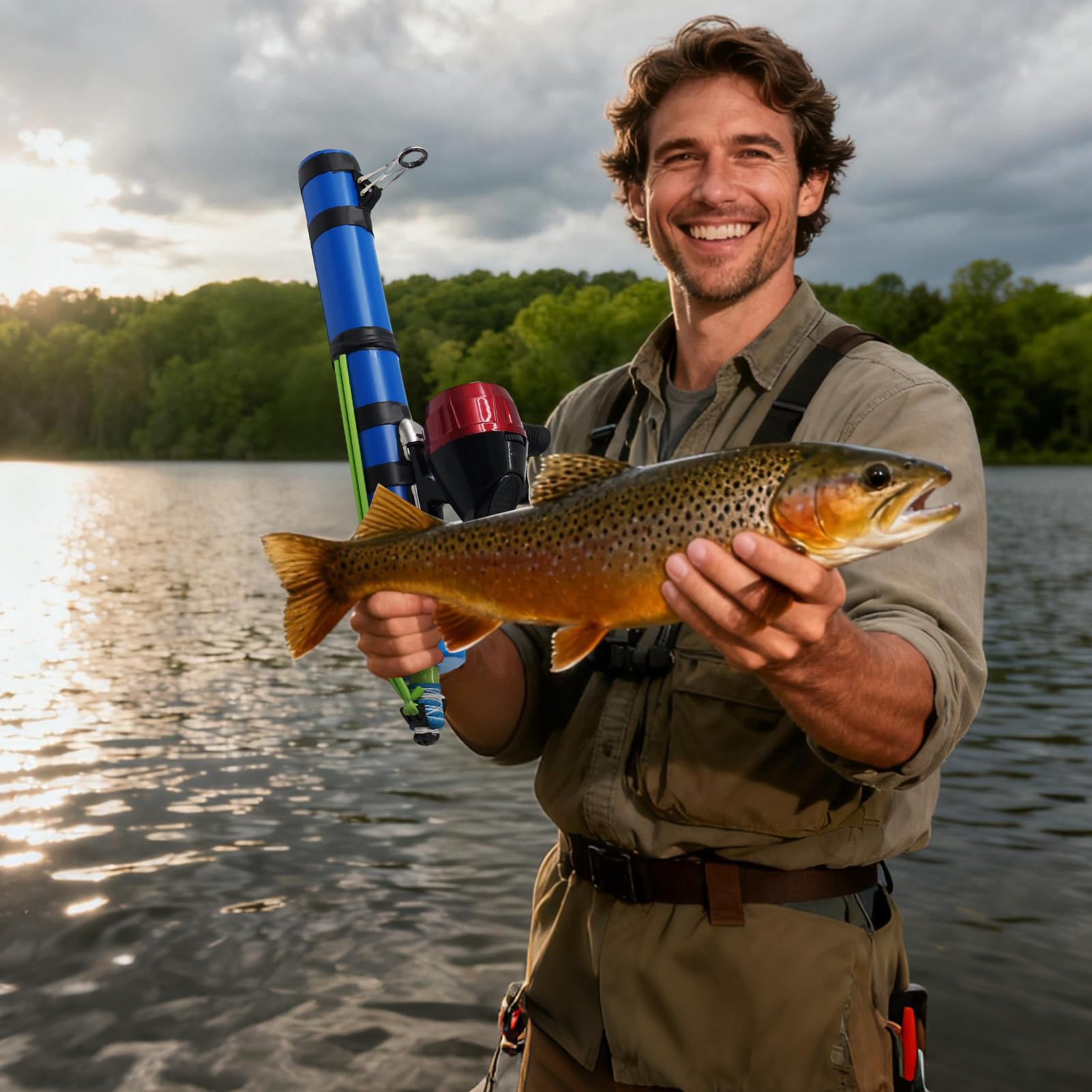 Caña de pesca tirachinas para pesca de agua salada y dulce, bajo y trucha