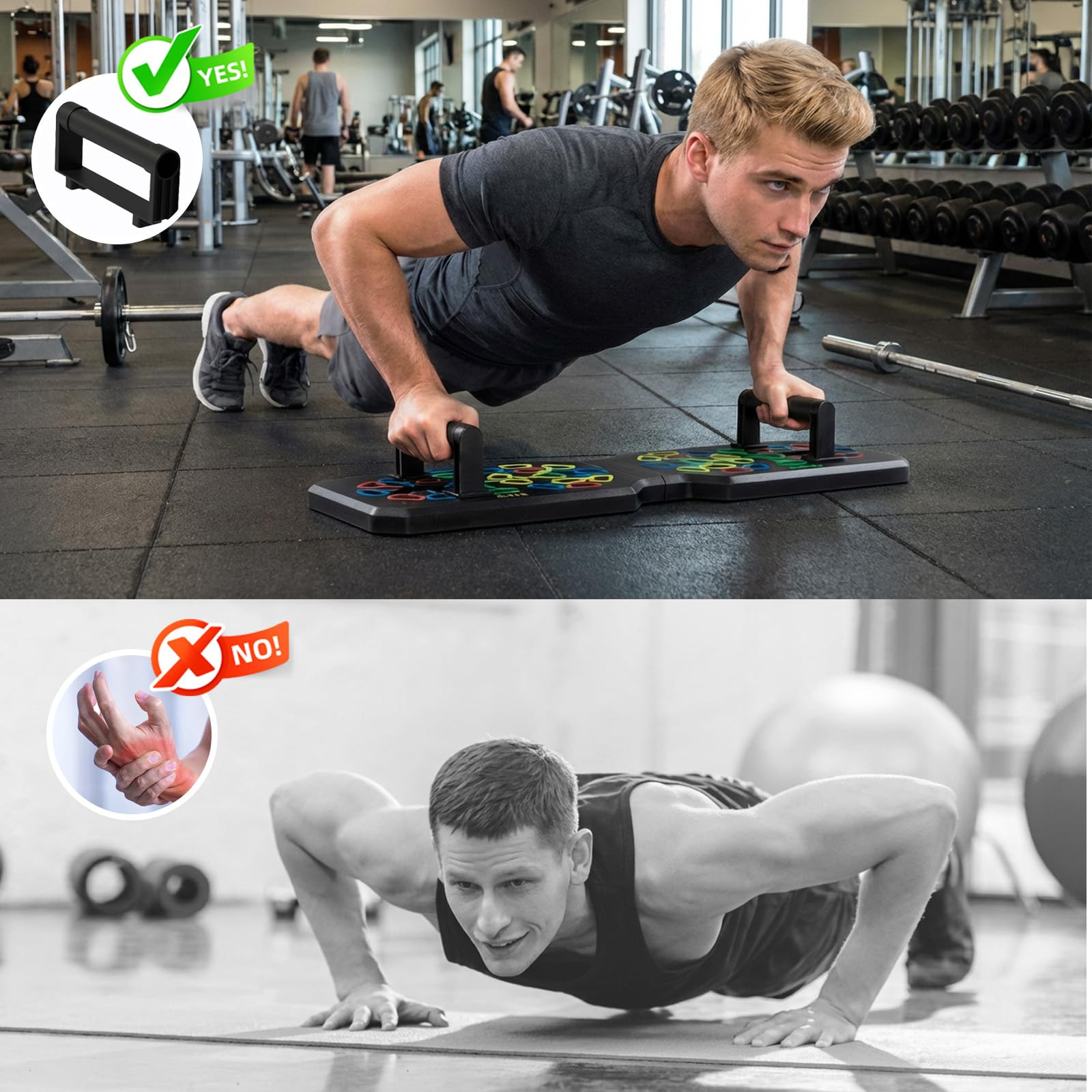 Push up Board 26 in 1, Flessioni Attrezzi, Allenamento Palestra in Casa Gym, Maniglie Antiscivolo & Corda Elastica, Allenamento Muscolare & Della Forza, Piega Portatile,Tavola per Flessioni
