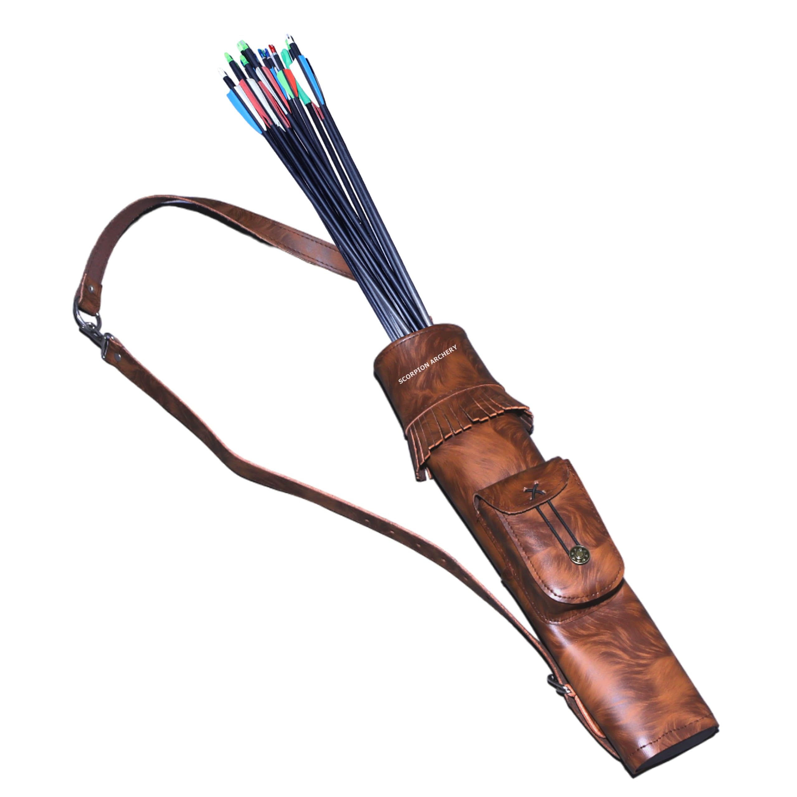 Traditional Leather Archery Quiver - Arrow Holder - Arrow Quiver - Pocket Quiver - Brown Quiver - Sage Quiver - Back Quiver Bow Arrow Holder - Handmade Leather Quiver Gift for him (1325 Tiger)