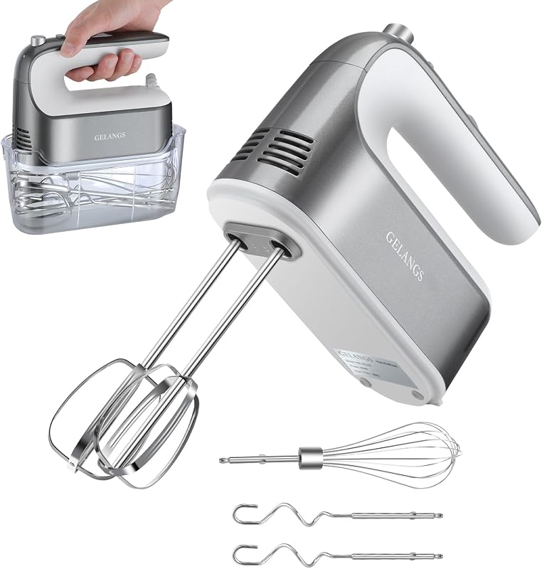 400W Hand Mixer with Turbo Boost - 5-Speed, One-Touch Release, Copper Motor - 5 Dishwasher-Safe Attachments - 110V Heavy Duty Mixer for Baking, Whipping & Dough