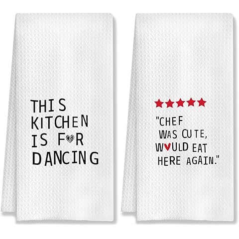 Funny Kitchen Towels Set of 2, Dancing Decorative Kitchen Towels, 16x24 Inch Cotton